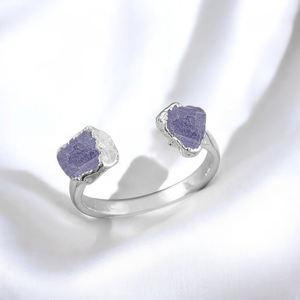 Tanzanite pierre de naissance brute bague réglable 925 argent or plaqué anneaux anneaux faits à la main bijoux - Product Image 2