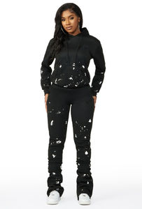 Survêtement délavé à l'acide de qualité supérieure pour femmes Jogging personnalisé Style décontracté survêtement décontracté en coton à rayures pour femmes - Product Image 5