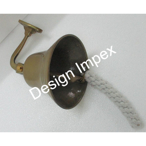 Campana Náutica de barco marino de tendencia con mango de cuerda blanca, superventas, campana de pared de latón colgante, campanas decorativas de diseño antiguo - Product Image 6