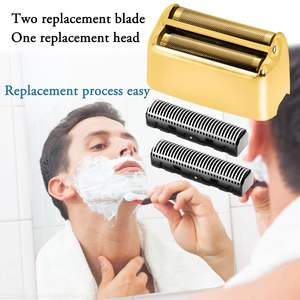 Cuchillas de Repuesto Dobles y Láminas para Afeitadora Eléctrica Dorada, 2 Piezas, Uso Facial - Product Image 1