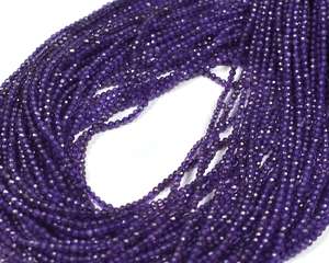 Perles d'améthyste violette naturelle micro-facettées 2,5 mm, pierres précieuses en vrac, vente en gros de perles d'améthyste pour la fabrication de bijoux à prix d'usine - Product Image 4
