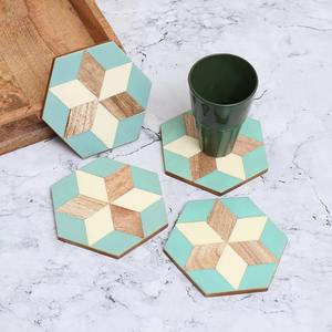 Unique Hexagon Shape Wooden Resin Inlay Coaster Modern Drink <b>Mat</b> For Coffee Tea Home <b>Bar</b> Restaurant And Party Table From India - Product Image 6