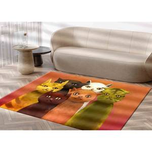 Tapis imprimé avec un motif de chat abstrait, tapis imprimés en 3D, peinture de six chats, tapis de bureau à thème animalier, tapis en velours - Product Image 4
