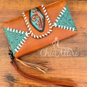 Porte-monnaie sculpté usiné à la main pochette coque de téléphone élégant en cuir véritable nouveau Design portefeuille multi-usages portefeuilles en cuir occidental - Product Image 1