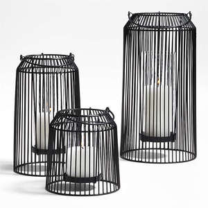 Modern <b>Black</b> Iron Lantern Nice Design <b>Candle</b> <b>Pillar</b> <b>Holder</b> for Christmas Decoration Hot Selling Lanterns by Axiom Home Accents - Product Image 3