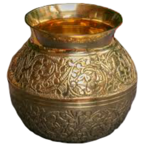 Lota en laiton pur vintage de haute qualité avec gravure, finition polie pour une utilisation en cuisine, article de cuisine antique arabe Lutiya - Product Image 1