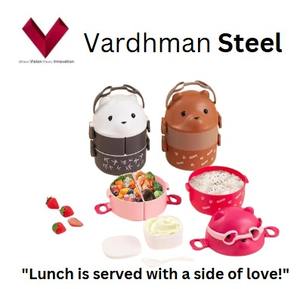 กล่องอาหารกลางวันเบนโตะพลาสติกเท็ดดี้พร้อมช้อนและส้อมภาชนะใส่อาหารกลางวันพลาสติกพร้อมฝาพลาสติกใช้งานได้จริง - Product Image 2