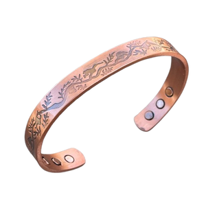 2020 Francia 3mm medio Currular pulsera magnética para hombre cobre puro terapia magnética mano rústica martillo textura pulsera - Product Image 2