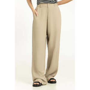 Pantalon large pour femme WM-TRC-SS24-026 en tissu crêpe anti-plis et respirant, taille mi-haute, manches longues, motif formel - Product Image 3