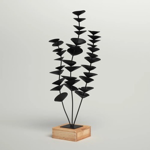 เสาไม้สีดำทำมือเสาพืชสีดำทำด้วยมือด้วยไม้รูปปั้นดอกไม้ทำมือสำเนียง - Product Image 3