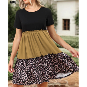 Robe en viscose trois pièces à détail léopard pour femme, 38371 - Léopard - Product Image 4