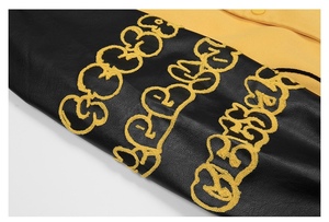 Custom Design Yellow Color Retro Classic Crop Letterman <b>Jacket</b> Oem Chenille Logo Streetwear Outfit Mens Varsity <b>Jacket</b> - Product Image 5