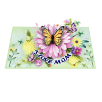 Tarjeta de felicitación de papel hecha a mano 3D Kiricard 'I Love Mom' Tarjeta emergente en vietnamita Nuevo diseño para la artesanía del Día de la madre