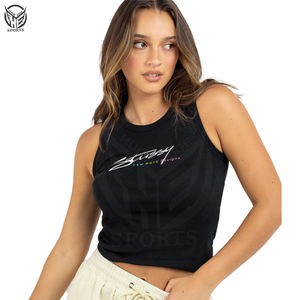 OEM impreso bordado ropa de mujer verano 2023 personalizado en blanco Crop Top al por mayor barato mujeres Casual algodón camiseta sin mangas para las mujeres - Product Image 5