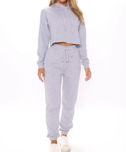 ชุดวอร์มฤดูหนาวสำหรับผู้หญิงชุดวิ่ง2ชิ้นกางเกงวอร์มผ้าถักลายระบายสำหรับผู้หญิง - Product Image 4