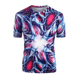 เสื้อยืดลำลองผู้ชายขายส่งปี 2023 คุณภาพสูง โลโก้แบบซับลิเมชั่นสั่งทำได้ ผ้าโพลีเอสเตอร์/คอตตอนถัก ทอแบบกันยับ แห้งเร็ว - Product Image 3