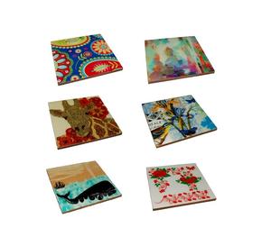 Juego de posavasos de madera esmaltada con el mejor diseño del fabricante directo, posavasos de nogal de 4 piezas, precio al por mayor de La India - Product Image 1