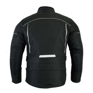 Men's Black Cordura Waterproof CE Armoured Textile Motorcycle Jackets With White Panels Adventuring Motorbike Jacket For Men - Product Image 3