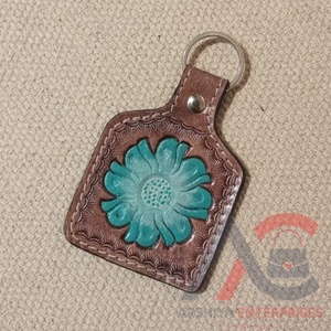 Nouvel arrivage de porte-clés élégant avec fleur usinée à la main porte-clés en cuir véritable vente à chaud en alliage de métal plastique - Product Image 1