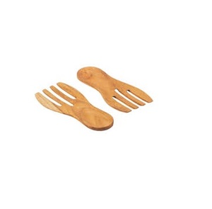 Juego de 2 Servidores de Ensalada de Madera Hechos a Mano de Alta Calidad para Restaurante Moderno, con Diseño Único de Manos de Madera y Logotipo Personalizado - Product Image 4