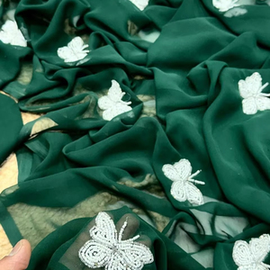 Suave y duradero para todas las estaciones usable elegante suave Georgette mariposa bordado peso ligero adulto especial Sari blusa pieza - Product Image 1