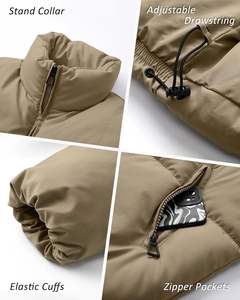 High Street Femmes Surdimensionné Hiver Cropped Puffer Veste À Manches Longues Full Zip Manteau Matelassé À Capuche Toile Poches-Haute Qualité - Product Image 3