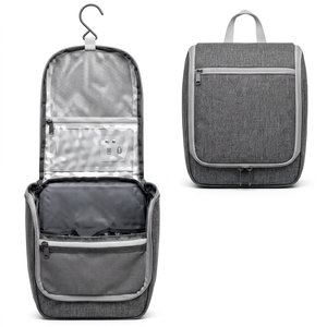 Mesh Hanging Cosmetic Organizer Bag Zipper Closure Soft Handle Portable Storage Case for Office - Product Image 1