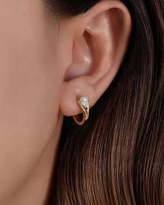 Pendientes de Aro Huggie de Oro Sólido de 14K con Diamante Cultivado en Laboratorio de Corte Pera de 0.51CT, Joyería Fina Moderna para Compromiso, Regalo para Parejas - Product Image 5