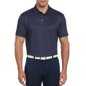 Sublimation personnalisée fabriquée avec un bouton évacuant la transpiration sur le devant, adaptée aux sports de performance, maillot de golf à manches courtes pour hommes - Product Image 1