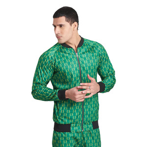 Latest 2024 Arrival <b>Men</b> Green Digital Printed Lightweight Tracksuit Set <b>Men</b> Zipper <b>Bomber</b> <b>Jacket</b> With Jogging Trousers Set - Product Image 1