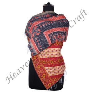 SC1027 Vintage Kantha travail coton fait main écharpe Design à la mode filles partout cousu à la main Style uni longue longueur - Product Image 2