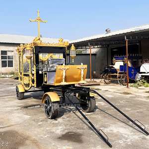 Cercueil funéraire électrique à 4 roues noir et or, calèche à cheval, grand véhicule funéraire à moteur, fourgon à vendre - Product Image 6