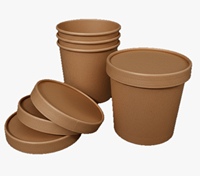 Contenants alimentaires jetables en papier kraft à paroi simple DPAP300 avec couvercles, taille et logo personnalisables, gobelets à crème glacée recyclables
