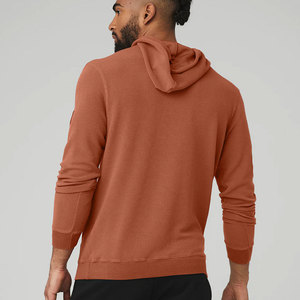 Pull-over thermique à capuche à manches longues unisexe en coton biologique Halki cannelle - Product Image 3
