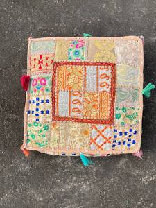handmade meditation <b>floor</b> pillow cover, boho patchwork <b>seating</b> pouf, bohemian <b>cushion</b> <b>seating</b>, farmhouse decor pillow cover - Product Image 4