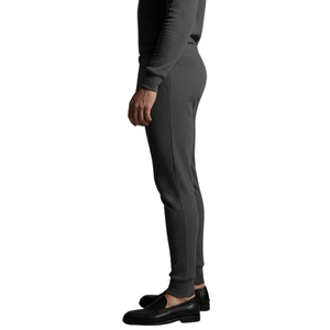 Men Waffle Knit Thermal <b>Jogger</b> Pants Elastic Waist <b>Slim</b> Fit Warm Lounge Bottoms Soft Stretch Cuffed Trousers Winter Wear Comfort - Product Image 3