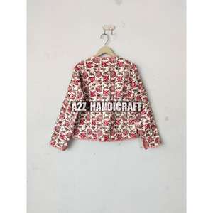 Nouvelle veste en coton imprimé pour femmes devant ouvert Kimono rayure passepoil matelassé coton indien tenue de fête avec cadeau court - Product Image 6