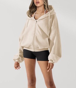 Femmes avant polaire Gym Fitness sweat à capuche décontracté Sports d'hiver sweat à capuche fermeture éclair complète longueur régulière veste de Yoga - Product Image 1