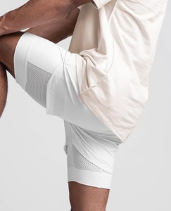 Pantalones cortos de gimnasio con cordón para hombre, pantalones cortos elásticos para correr, deportes al aire libre, pantalones cortos de gimnasio, venta al por mayor, OEM, ODM, transpirables - Product Image 3