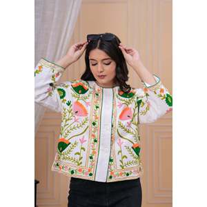 Handmade Indian Cotton Quilted <b>Jacket</b> Ladies Floral Print Coat Reversible Feathers Varsity Boho <b>Short</b> Long Winter Autumn - Product Image 3