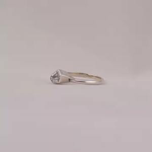 1,5 quilates ataúd corte CVD laboratorio crecido diamante solitario bisel ajuste anillo clásico anillo de compromiso 14K chapado en oro sólido - Product Image 4