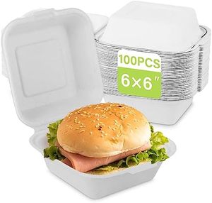 Boîte à hamburger biodégradable personnalisable de 450ml emballage durable de bagasse de canne à sucre en papier résistant au congélateur et au micro-ondes de 6x6 pouces - Product Image 1