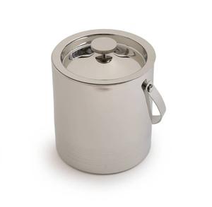 Cubo de hielo redondo de acero inoxidable de diseño tradicional de latón AK en acabado de níquel con tapa y mango para uso doméstico/uso de bar - Product Image 1