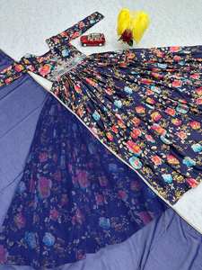 Hermosa colección de vestidos de diseñador, telas de seda Chinon con impresión Digital y diseño de bordado para mujer, ropa de boda - Product Image 6