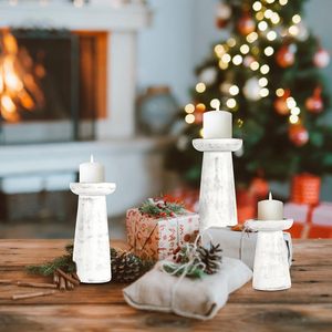 Handcrafted <b>Wooden</b> <b>Candle</b> <b>Holders</b> for Stylish Home Decoration Unique White Washed Finish for <b>Pillar</b> <b>Candles</b> - Product Image 6