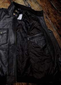 Blouson bombardier à capuche noir véritable pour homme en cuir d'agneau véritable ciré marron avec capuche amovible Saison d'hiver - Product Image 5