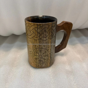 Jarra de Cerveza Vikinga de Madera con Grabado, Jarra de Madera Tallada a Mano para Fiestas de Lujo - Product Image 5