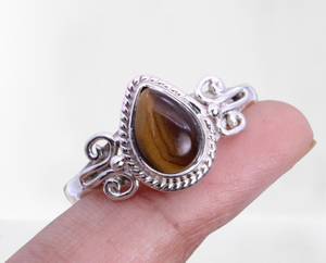 925 bijoux en argent Sterling bague en pierres précieuses naturelles 925 estampillé argent Sterling oeil de tigre Spinner pierres précieuses solide bague faite à la main - Product Image 1