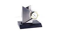 Support de Stylo en Métal Durable à Forte Demande avec Horloge, Ensemble de Bureau Premium, Modèle Regal Incorporation BTC-444 120x100x118mm, Organisateur de Papeterie
