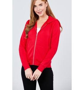 Women Zip up hoodie Custom logo Fleece Hoodies <b>White</b> Hooded <b>Sweatshirt</b> for women puff screen print embroidery logo - Product Image 2